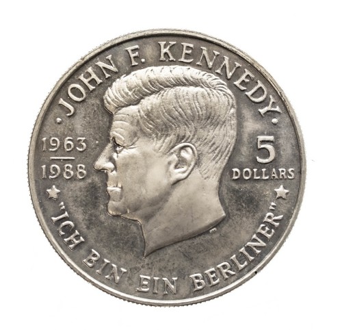 Niue, 5 dolarów John F. Kennedy, 1988 rok.