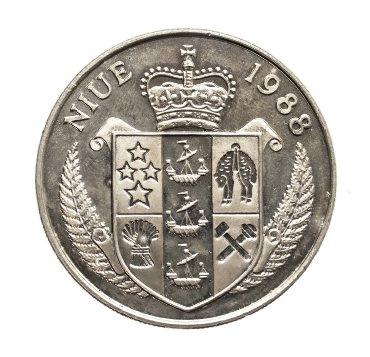 Niue, 5 dolarów John F. Kennedy, 1988 rok.