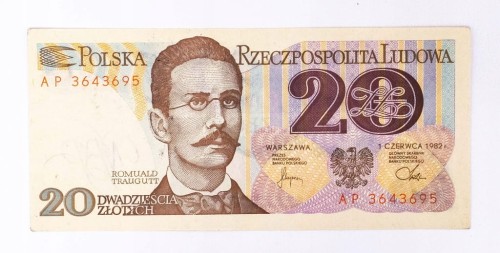 Polska, PRL (1944 - 1989), 20 ZŁOTYCH 1.06.1982, seria AP