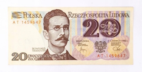 Polska, PRL (1944 - 1989), 20 ZŁOTYCH 1.06.1982, seria AT