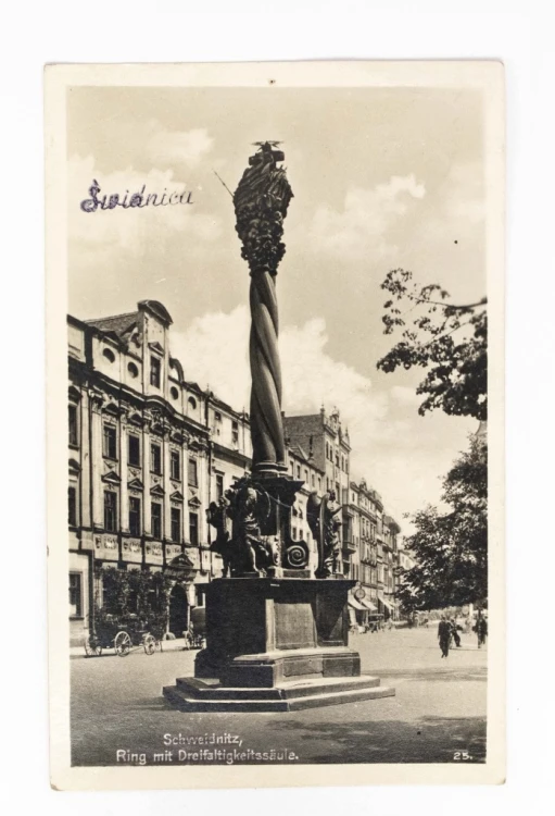 ŚWIDNICA - RYNEK, KOLUMNA ŚWIĘTEJ TRÓJCY LATA 30 XX WIEKU