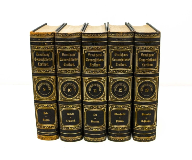 ZESTAW 5 TOMÓW NIEMIECKI LEKYKON BROCKHAUS 1884-1886