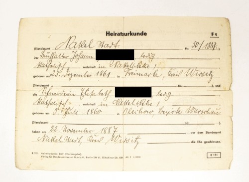 STARY DOKUMENT AKT MAŁŻEŃSTWA, KROSTKOWO / OLECHÓW / NAKŁO NAD NOTECIĄ 1944