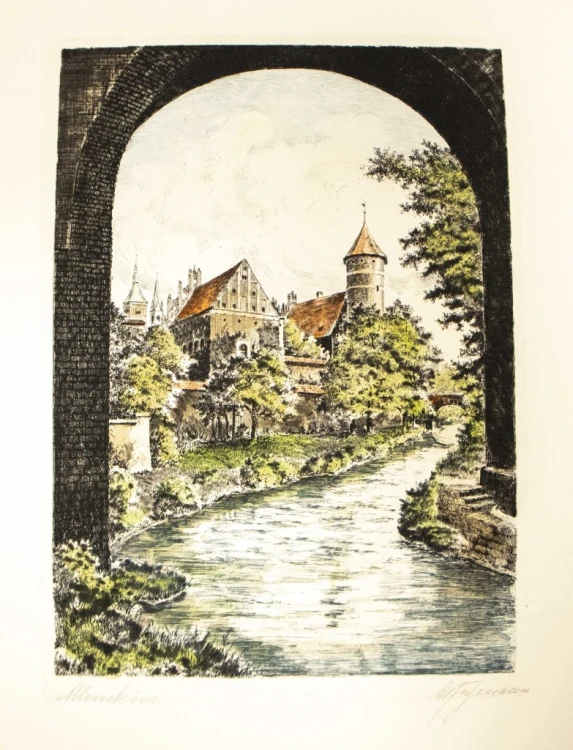 STARA GRAFIKA, AKWAFORTA ZAMEK, OLSZTYN
