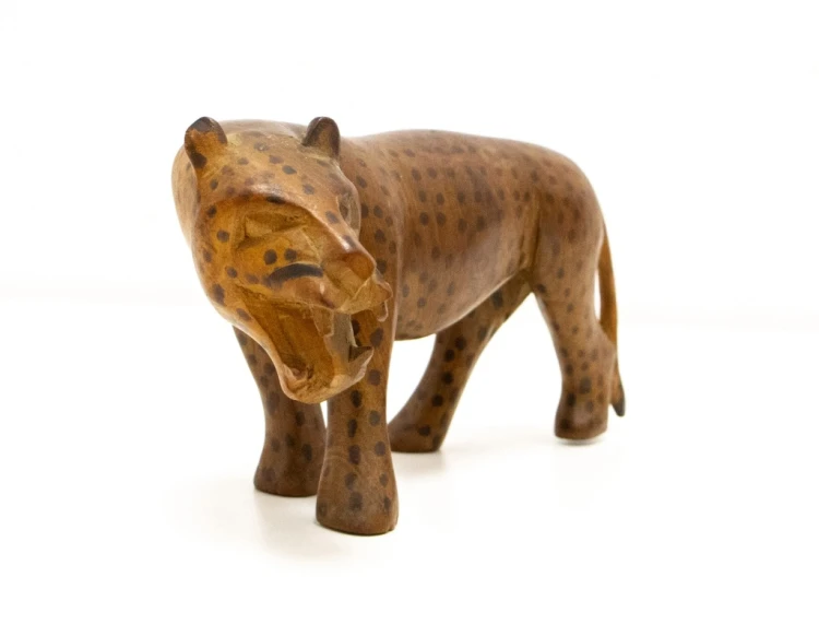 STARA DREWNIANA FIGURKA LAMPART / GEPARD