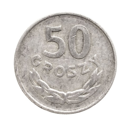 Polska, PRL, 50 groszy - destrukt