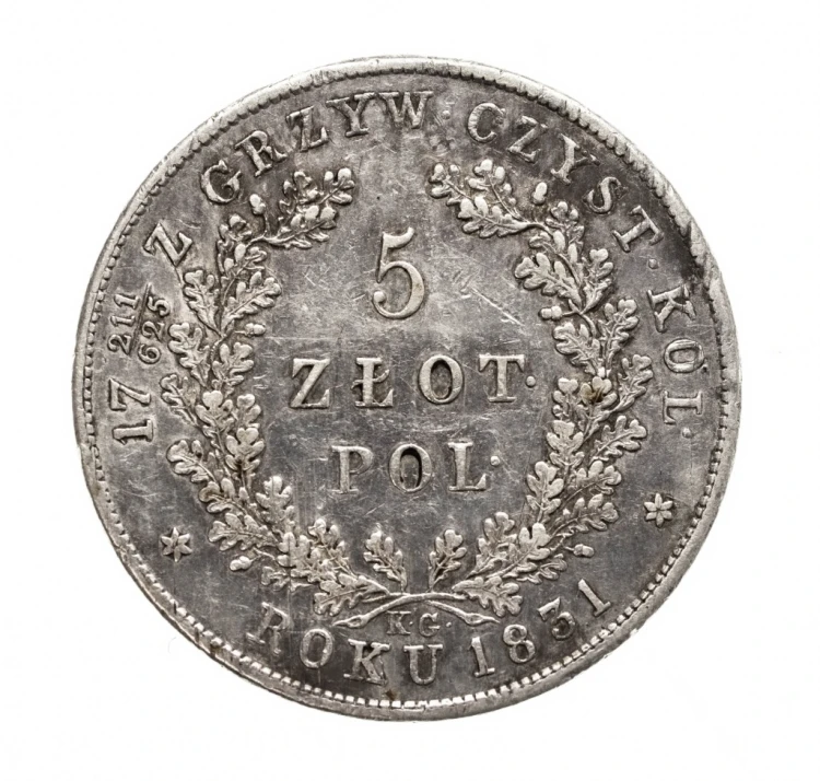 Powstanie Listopadowe, 5 złotych 1831 KG, Warszawa