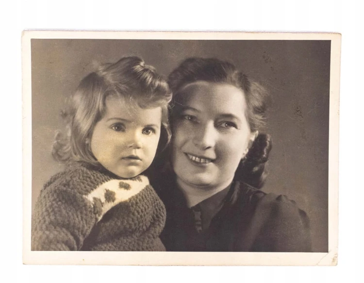 STARA FOTOGRAFIA - MAMA Z CÓRKĄ, FOTO ALEJNIK POZNAŃ II RP