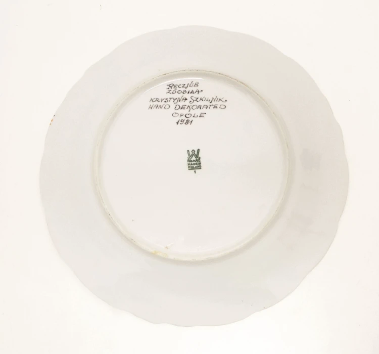 STARY PORCELANOWY TALERZ WAWEL, KRYSTYNA SZKILNIK, OPOLE 1981