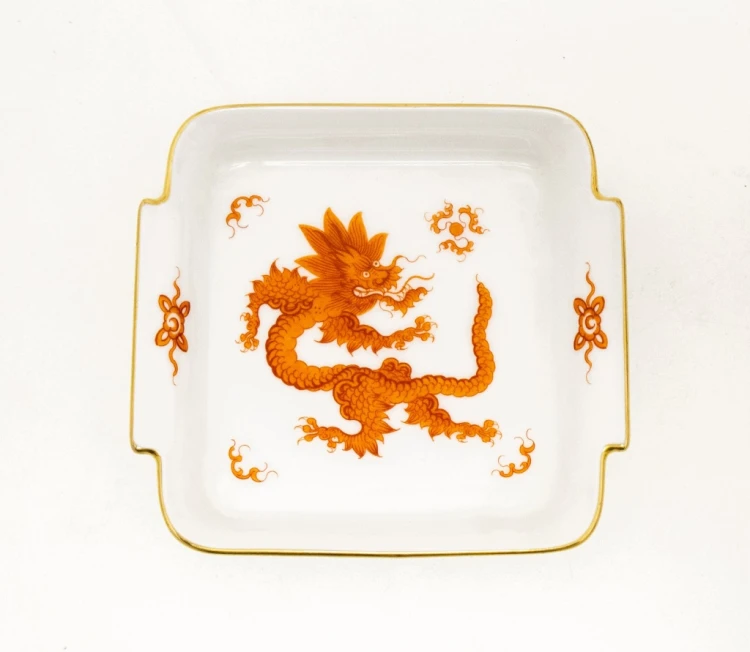 STARY PORCELANOWY TALERZYK / PATERKA SMOK MIŚNIA