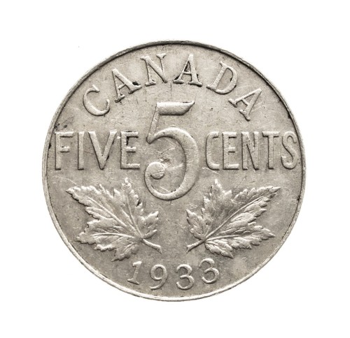 Kanada, Jerzy V, 5 centów, 1933 rok.