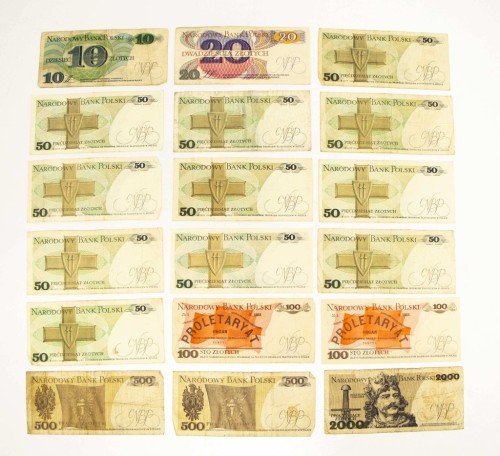 ZESTAW BANKNOTÓW POLSKICH 10-2000 ZŁOTYCH PRL