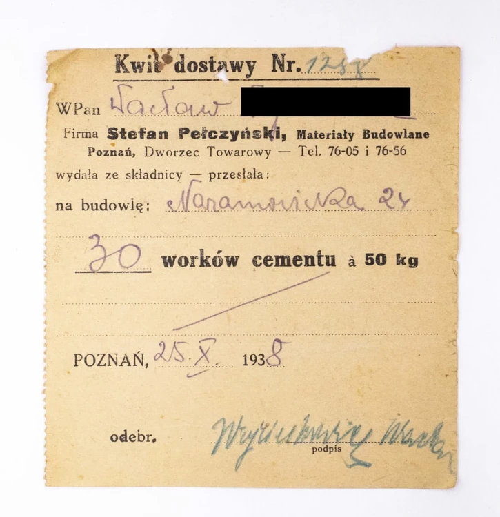 STARY RACHUNEK - MATERIAŁY BUDOWLANE STEFAN PEŁCZYŃSKI, POZNAŃ 1938