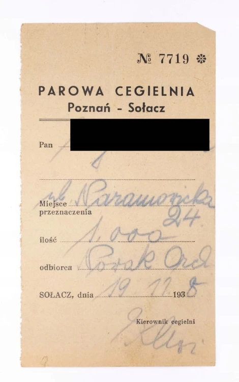 STARY RACHUNEK - PAROWA CEGIELNIA, POZNAŃ SOŁACZ 1938