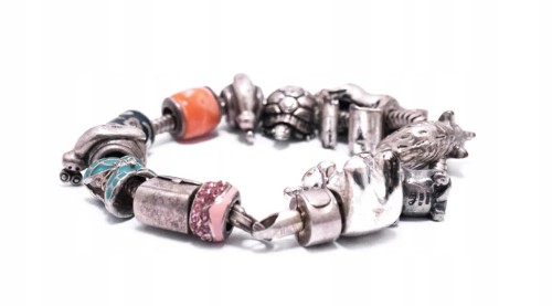 STARA SREBRNA BRANSOLETKA 925 CHARMSY