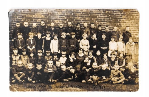 STARA FOTOGRAFIA - SZKOŁA POWSZECHNA, ZĄBKOWICE / DĄBROWA GÓRNICZA 1933