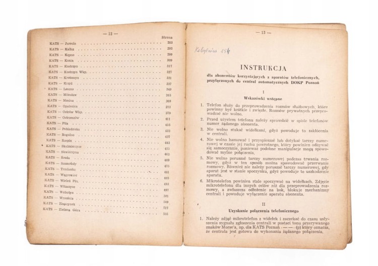 STARA KSIĄŻKA SPIS ABONAMENTÓW SIECI TELEFONICZNEJ PKP POZNAŃ I WLKP 1966
