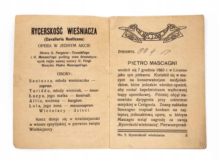 PRZEWODNIK OPEROWY, RYCERSKOŚĆ WIEŚNIACZA, POZNAŃ 1909