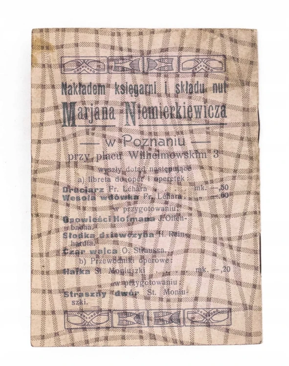 PRZEWODNIK OPEROWY, RYCERSKOŚĆ WIEŚNIACZA, POZNAŃ 1909