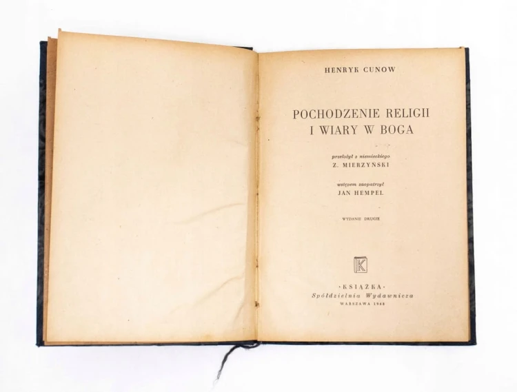 STARA KSIĄŻKA POCHODZENIE RELIGII I WIARY W BOGA 1948