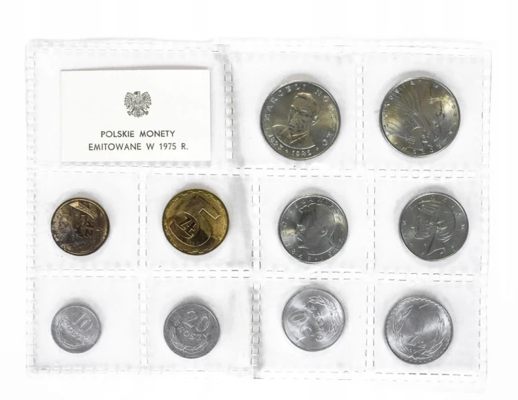 Polska,PRL (1944-1989), Polskie Monety Emitowane w 1975 r.,oficjalny zestaw