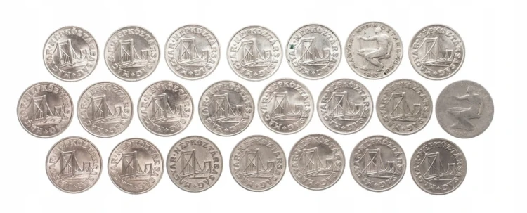 Węgry, zestaw monet obiegowych, 50 fillerów 1948-1989