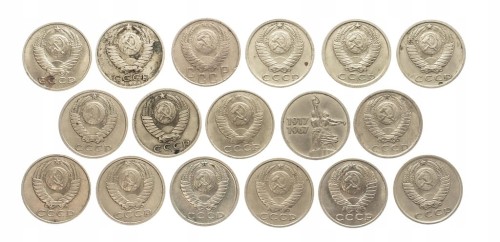 Rosja, ZSRR, zestaw monet obiegowych, 15 kopiejek 1954-1990