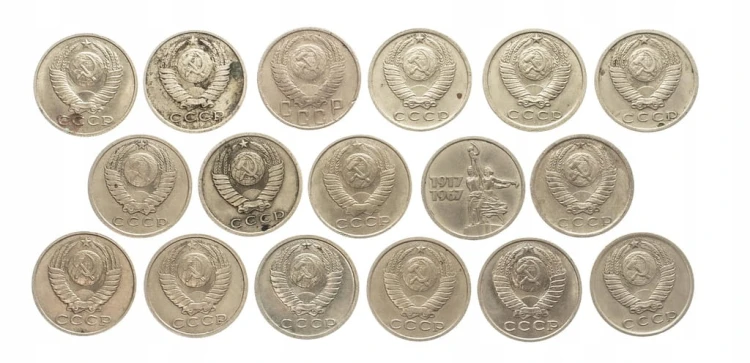 Rosja, ZSRR, zestaw monet obiegowych, 15 kopiejek 1954-1990