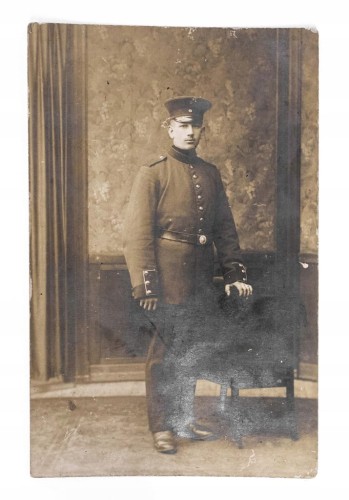STARA FOTOGRAFIA (pocztówka) - ŻOŁNIERZ PRUSKI, RAWICZ 1915