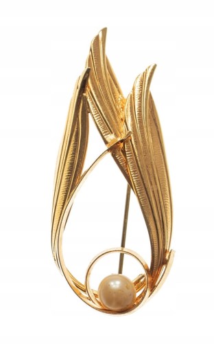 STARA METALOWA BROSZKA Z KAMIENIEM