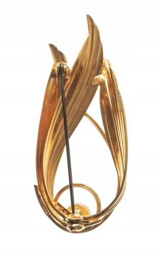 STARA METALOWA BROSZKA Z KAMIENIEM