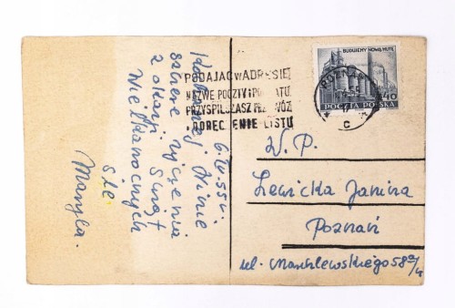 STARA POCZTÓWKA WIELKANOCNA - POZNAŃ 1955