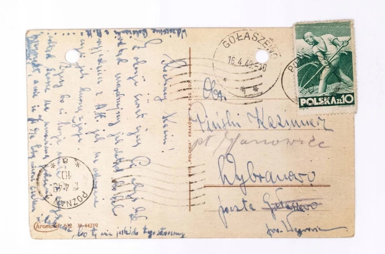 STARA POCZTÓWKA WIELKANOCNA - POZNAŃ / WYBRANOWO, GOŁASZEWO 1949