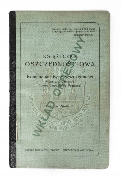 KSIĄŻECZKA OSZCZĘDNOŚCIOWA, POZNAŃ 1938
