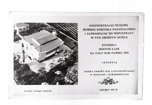 STARA FOTOGRAFIA - BUDOWA NOWEGO KOŚCIOŁA, POZNAŃ NARAMOWICE 1973