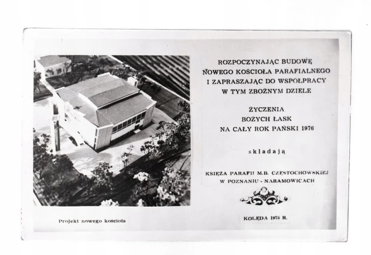 STARA FOTOGRAFIA - BUDOWA NOWEGO KOŚCIOŁA, POZNAŃ NARAMOWICE 1973