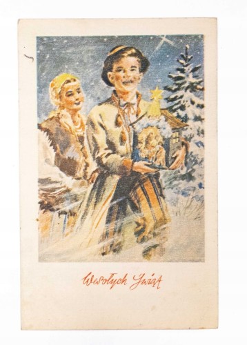 STARA POCZTÓWKA BOŻONARODZENIOWA l. 40/50