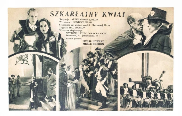 STARA REKLAMA - KINO, FILM SZKARŁATNY KWIAT, WARSZAWA l. 30/40