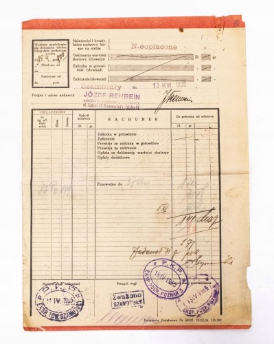 STARY RACHUNEK - OGRODNICTWO JÓZEF REHBEIN, PKP SZAMOTUŁY 1935