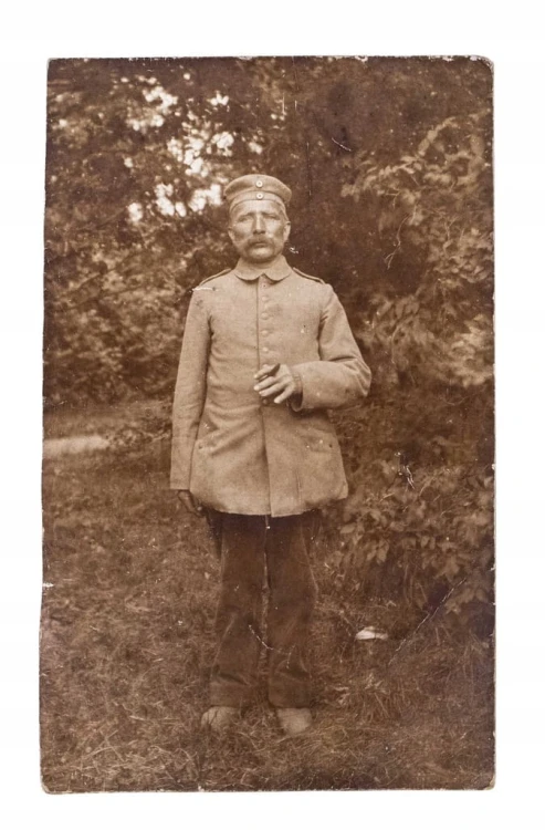 STARA FOTOGRAFIA - POLAK, ŻOŁNIERZ PRUSKI I WŚ