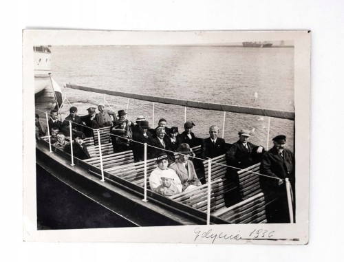 STARA FOTOGRAFIA - REJS STATKIEM, ŻOŁNIERZE, GDYNIA 1936