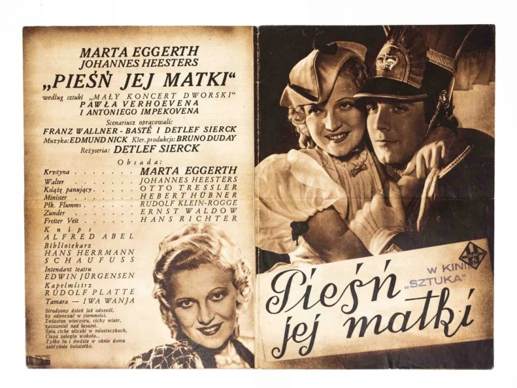 STARA REKLAMA - KINO, FILM PIEŚŃ JEJ MATKI, KINO SZTUKA, WARSZAWA l. 30/40