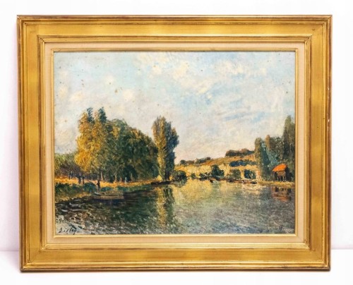 STARY MALOWANY OBRAZ - SISLEY ALFRED, THE LOING AT MORET