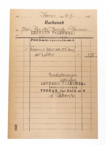 STARY RACHUNEK - INTROLIGATORNIA LEONARD FALKOWSKI, POZNAŃ 1935