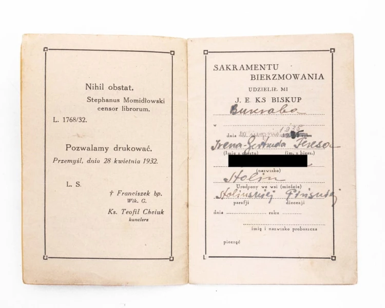 PAMIĄTKA BIERZMOWANIA MIEJSCE PIASTOWE - STOLIN 1935