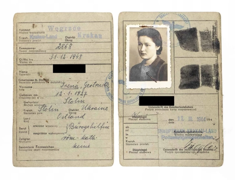 KARTA ROZPOZNAWCZA, GENERALNE GUBERNATORSWO - WĘGRZCE, STOLIN 1944