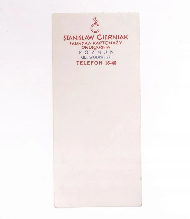 REKLAMA STANISŁAW CIERNIAK, FABRYKA KARTONAŻY, DRUKARNIA, POZNAŃ II RP