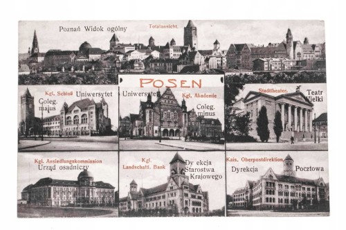 POZNAŃ - ZAMEK, UNIWERSYTET, TEATR, POCZTA, URZĄD OSADNICZY l. 20