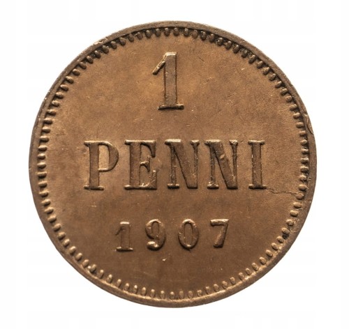 Finlandia, Mikołaj II (1895-1917), 1 penni 1907