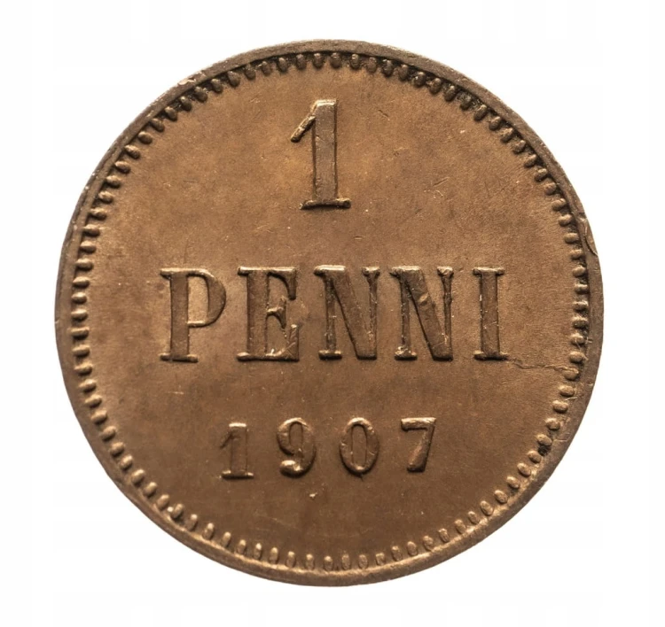 Finlandia, Mikołaj II (1895-1917), 1 penni 1907